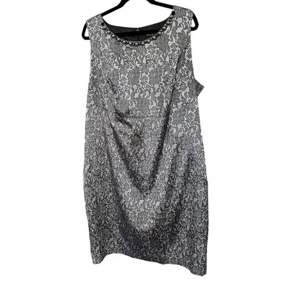 Lane Bryant Women's Gray & Black Floral Neck Embellishment Dress Plus Size 24 - Picture 1 of 10
